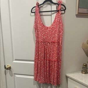 Red and White Sleeveless Dress